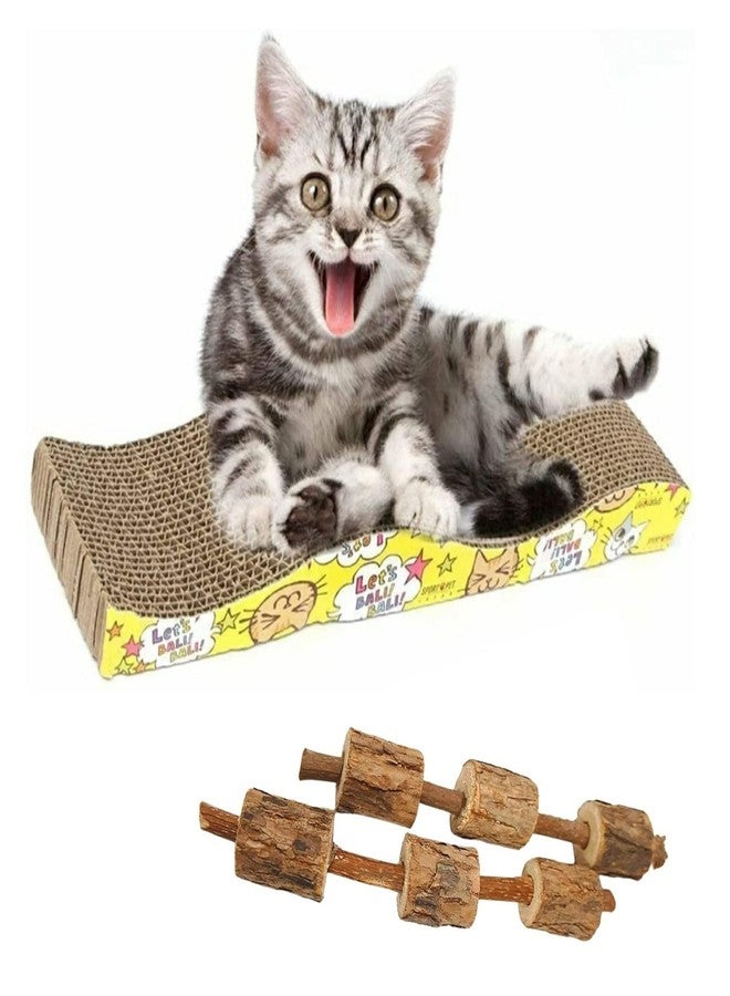 PETLICIOUS & MORE لعبة خدش القطط من الورق المقوى من بيتليشوس آند مور (21 بوصة × 44 بوصة × 4 بوصات) + ألعاب النعناع البري (مجموعة من قطعتين) - Image 1